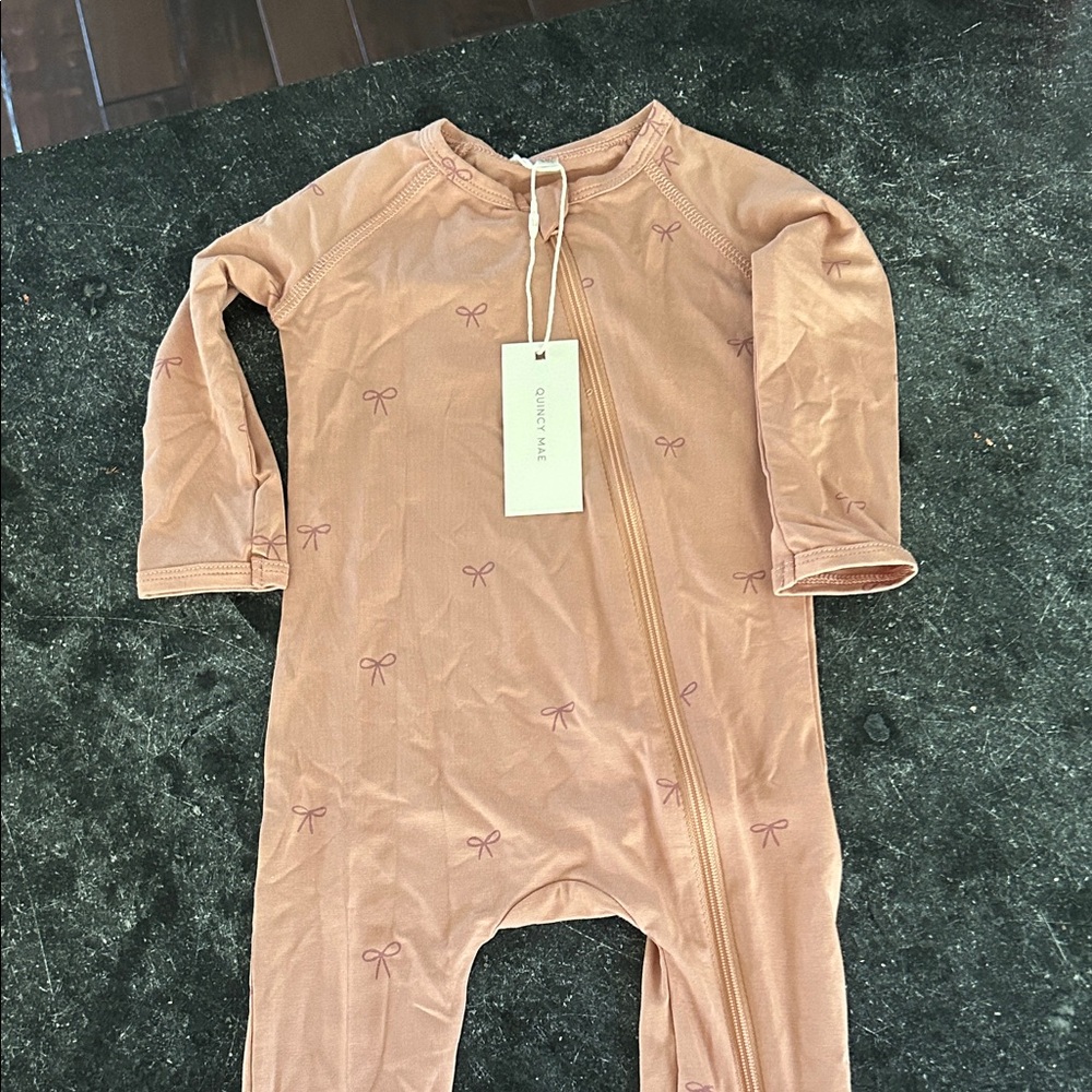 Quincy Mae Dusty Rose Bow bamboo One-Piece